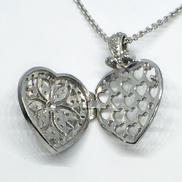 Sterling Silver Diamond Heart Locket - Picture 3 of 5